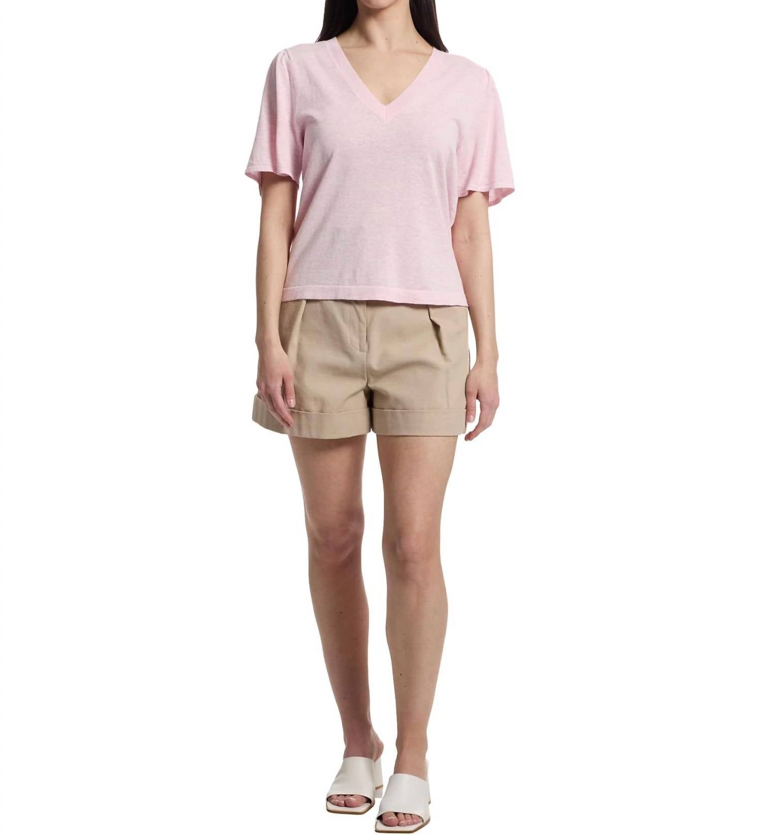 Lilla P Short Sleeve V-Neck Sweater in wildflower - women's sweater - view 5