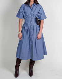 Aureum - Lori Striped Button Midi Dress