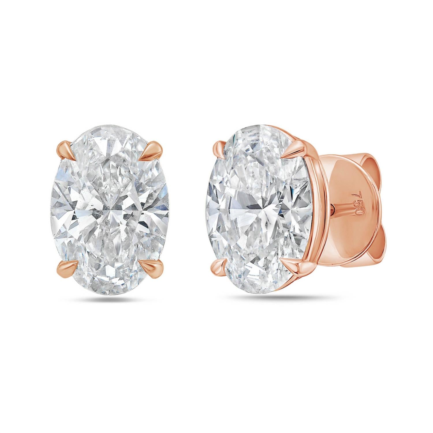 Diana M Jewels - 2.00 Cts Lab Grown Oval Cut Stud Earrings