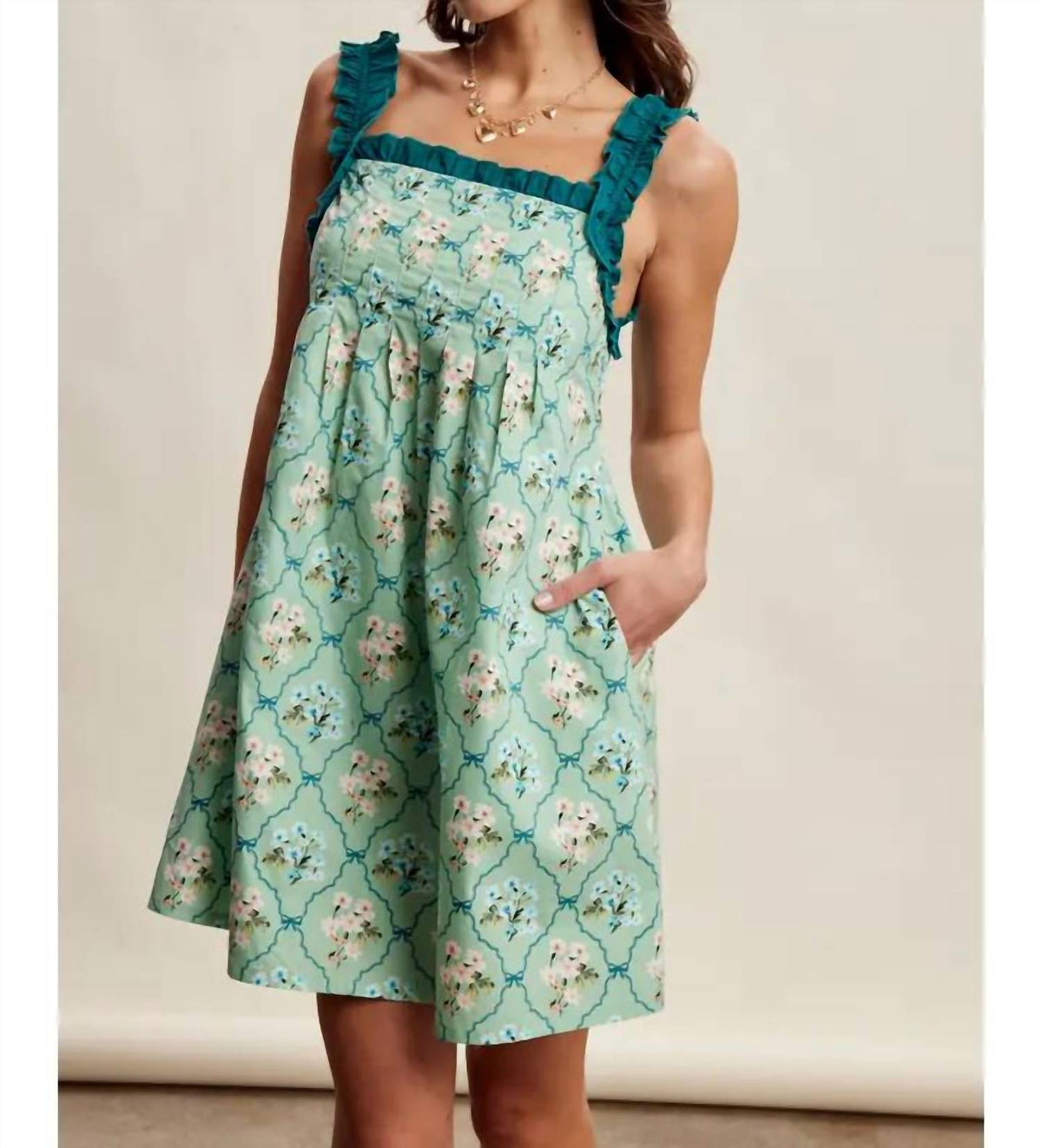 Listicle - Floral Ruffle Strap Mini Dress