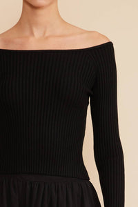 LUCY PARIS Otis Knit Top in black - women's long sleeve top - view 4