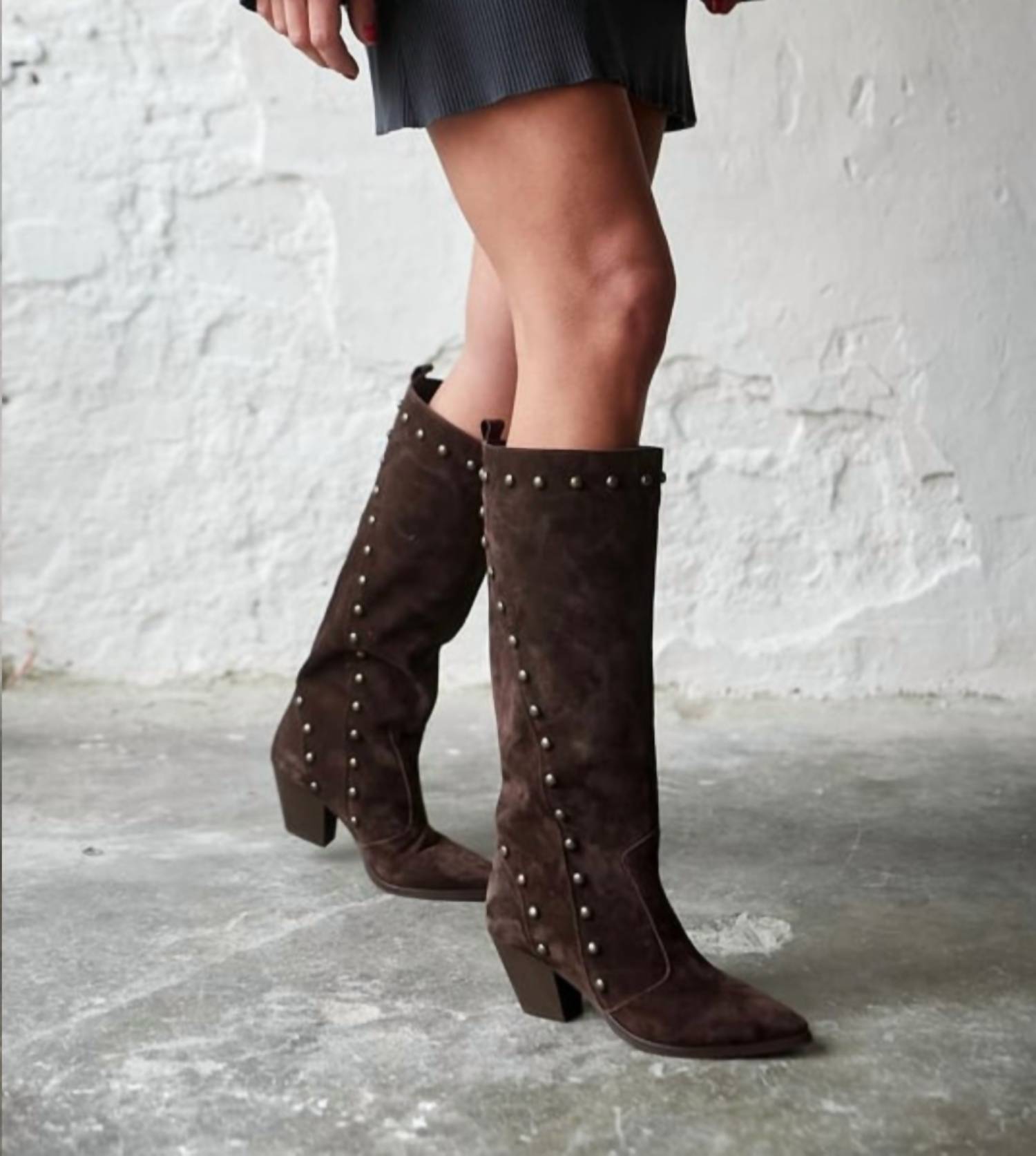 Salvia Women's Vizalo Suede Tall Boot in brown - women's shoe - detail view