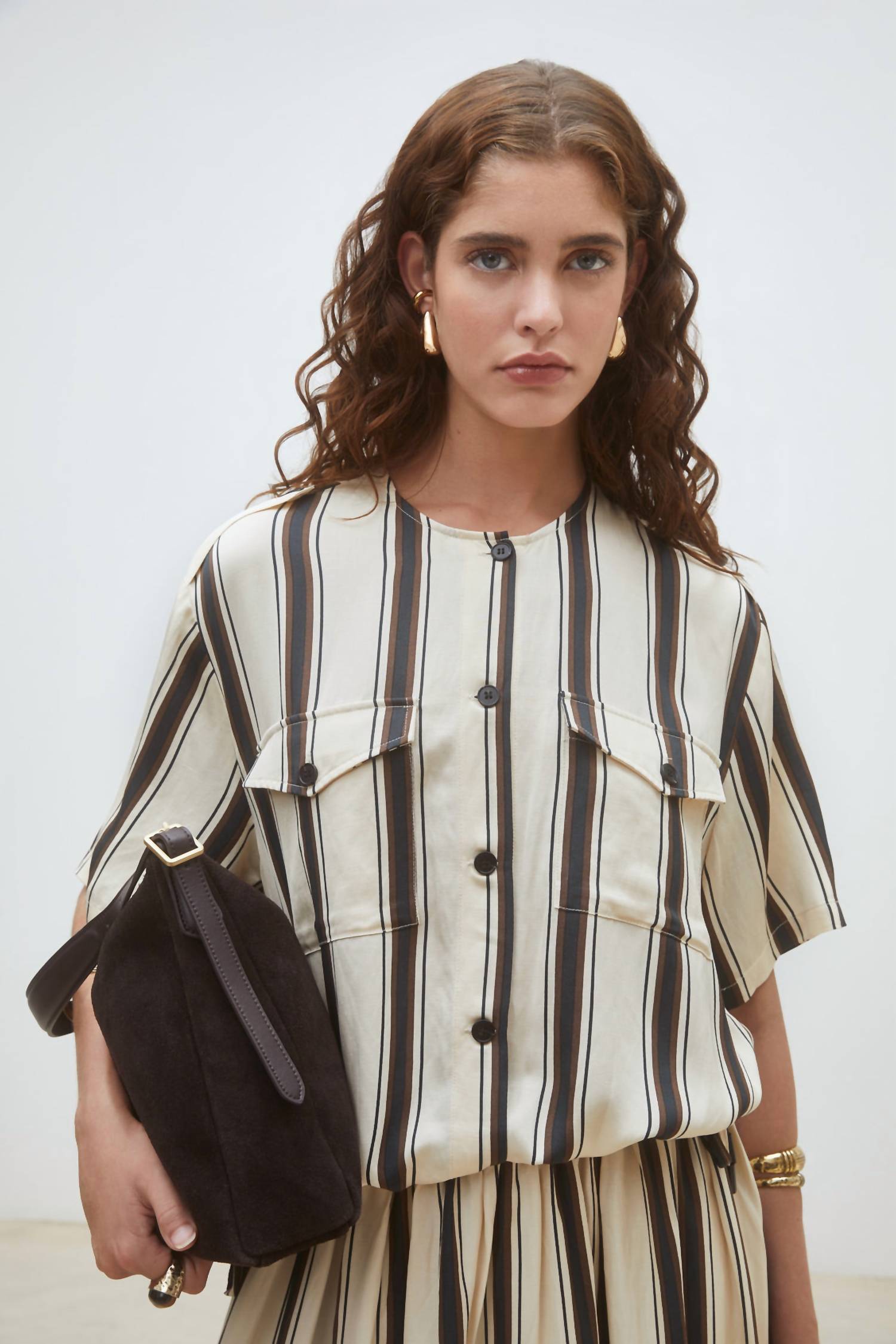 Suncoo - Lucille Striped Button-front Top