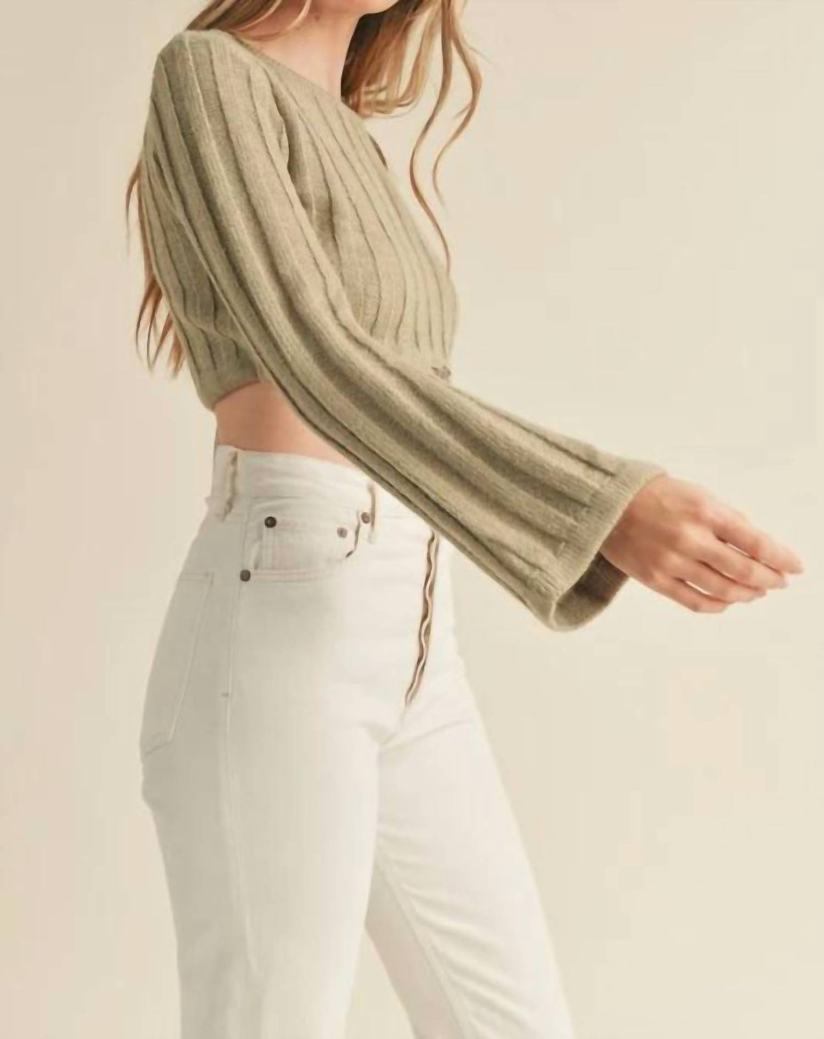 Mable - Long Bell Sleeve Crop Top