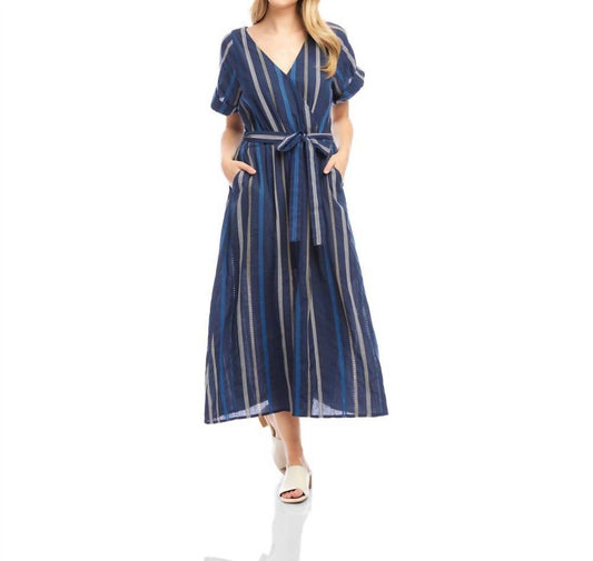 Karen Kane - Embroidered Cuffed Sleeve Midi Dress