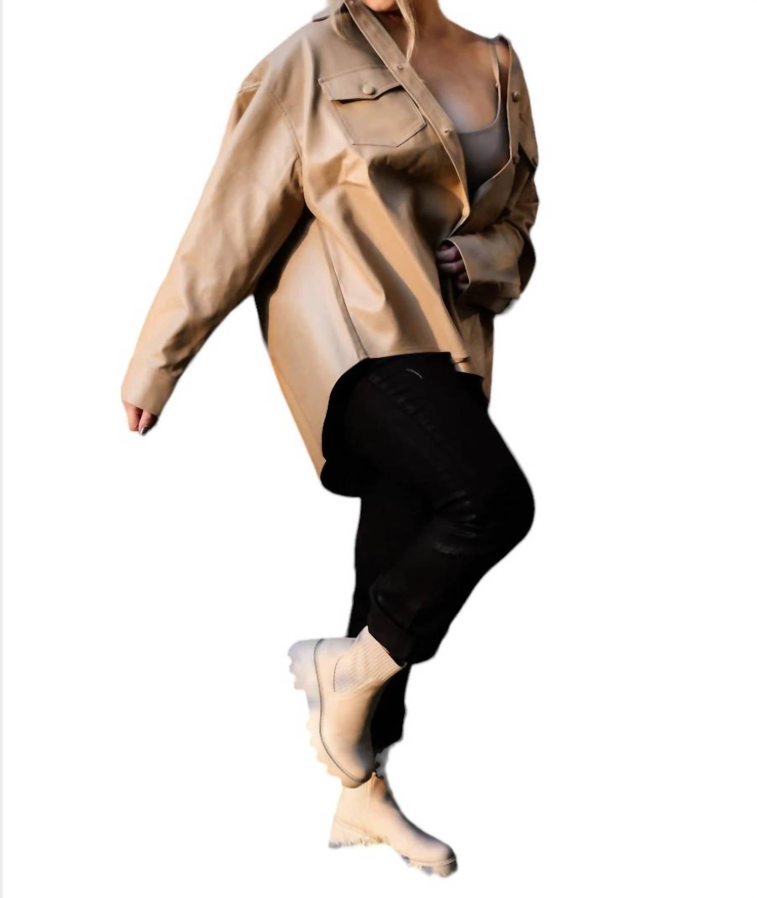 Curve Market - Maple Leather Shacket