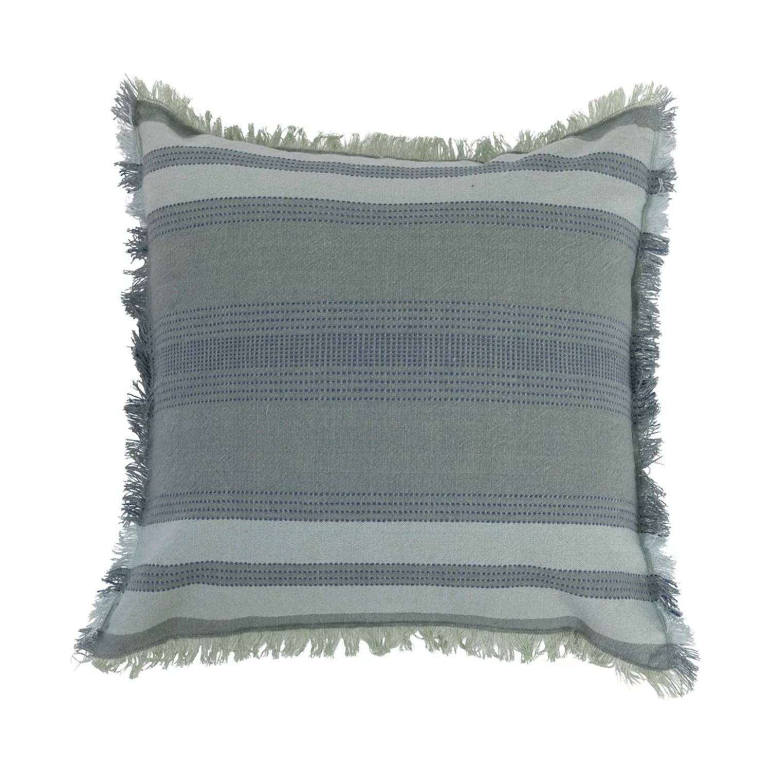 Creative Co-Op - Woven Cotton & Eyelash Fringe Pillow