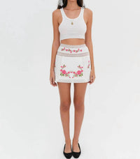 for Love & Lemons Jolene Embroidered Mini Skirt in white - women's skirt - view 5