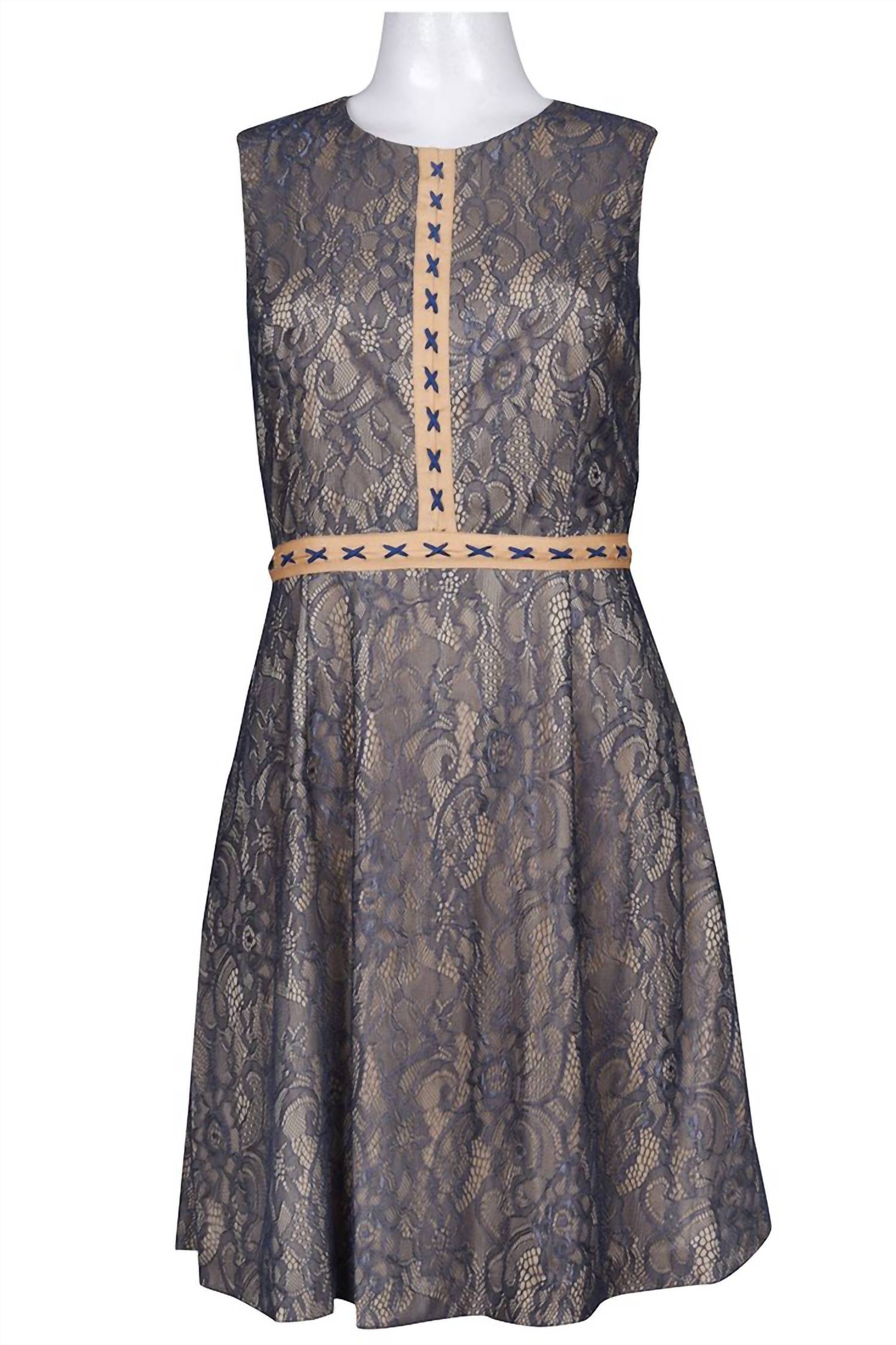 Cenia - Women's Trim Stitch Floral Lace Overlay Dress