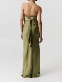 Third Form - Satin Tie Back Strapless Maxi Dress