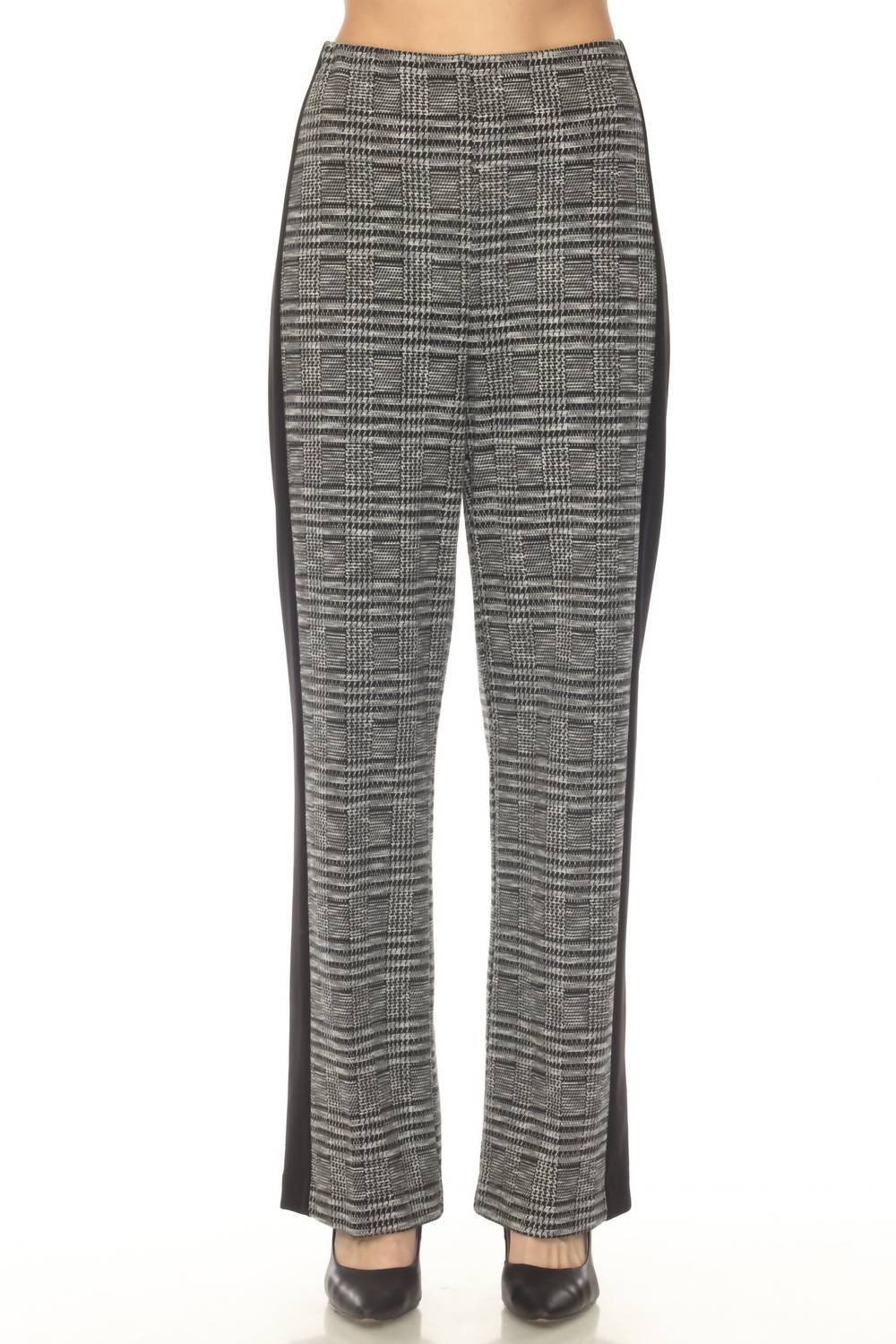 Joseph Ribkoff Glen Plaid Jacquard Wide Leg Pants in black white 1 - women's pants - view 4