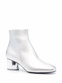 Salvatore Ferragamo Women's Mirrored Heel Leather Ankle Boots in silver - women's shoe - view 178
