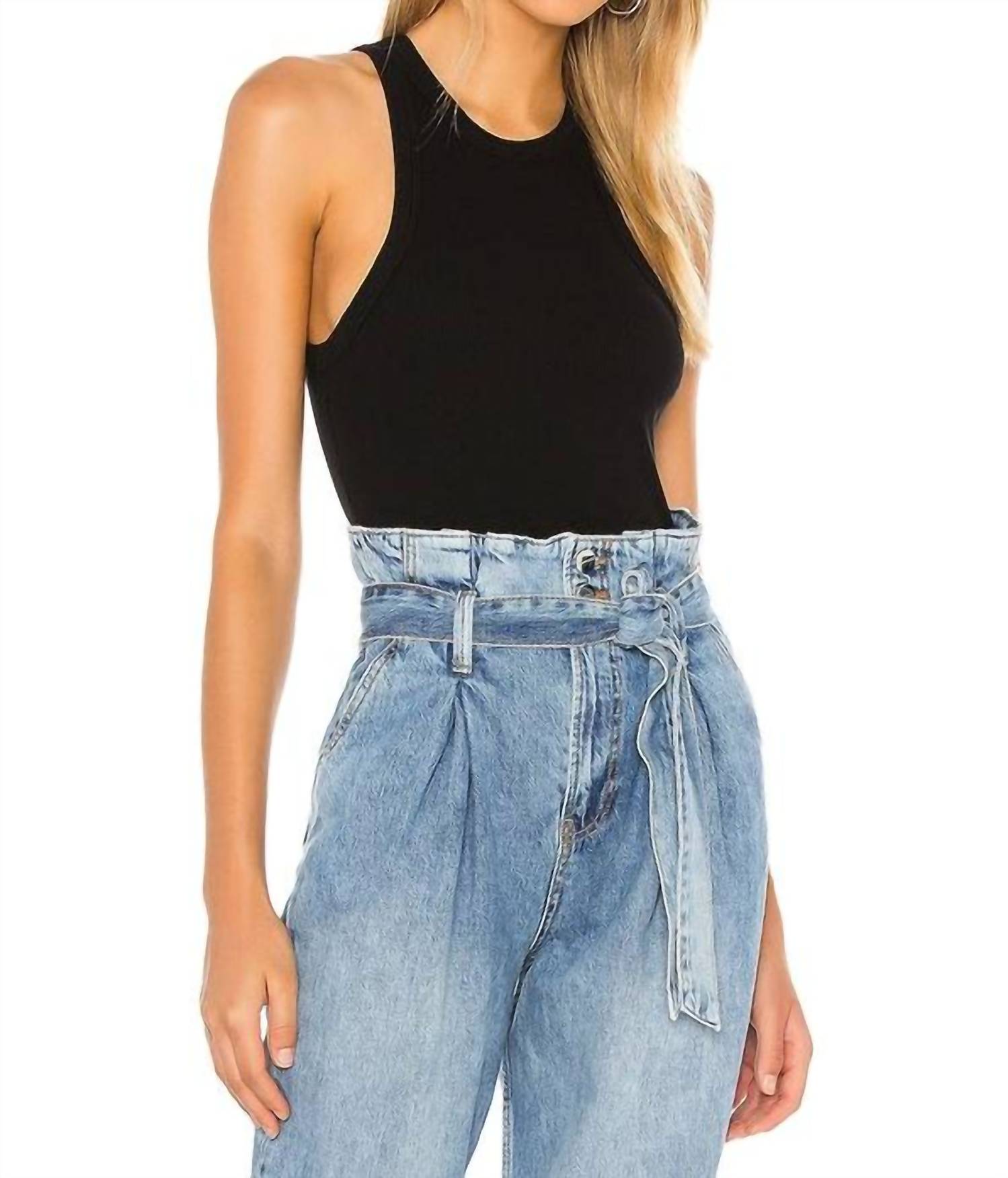 ANINE BING Eva Crewneck Tank Top in black - women's tank top
