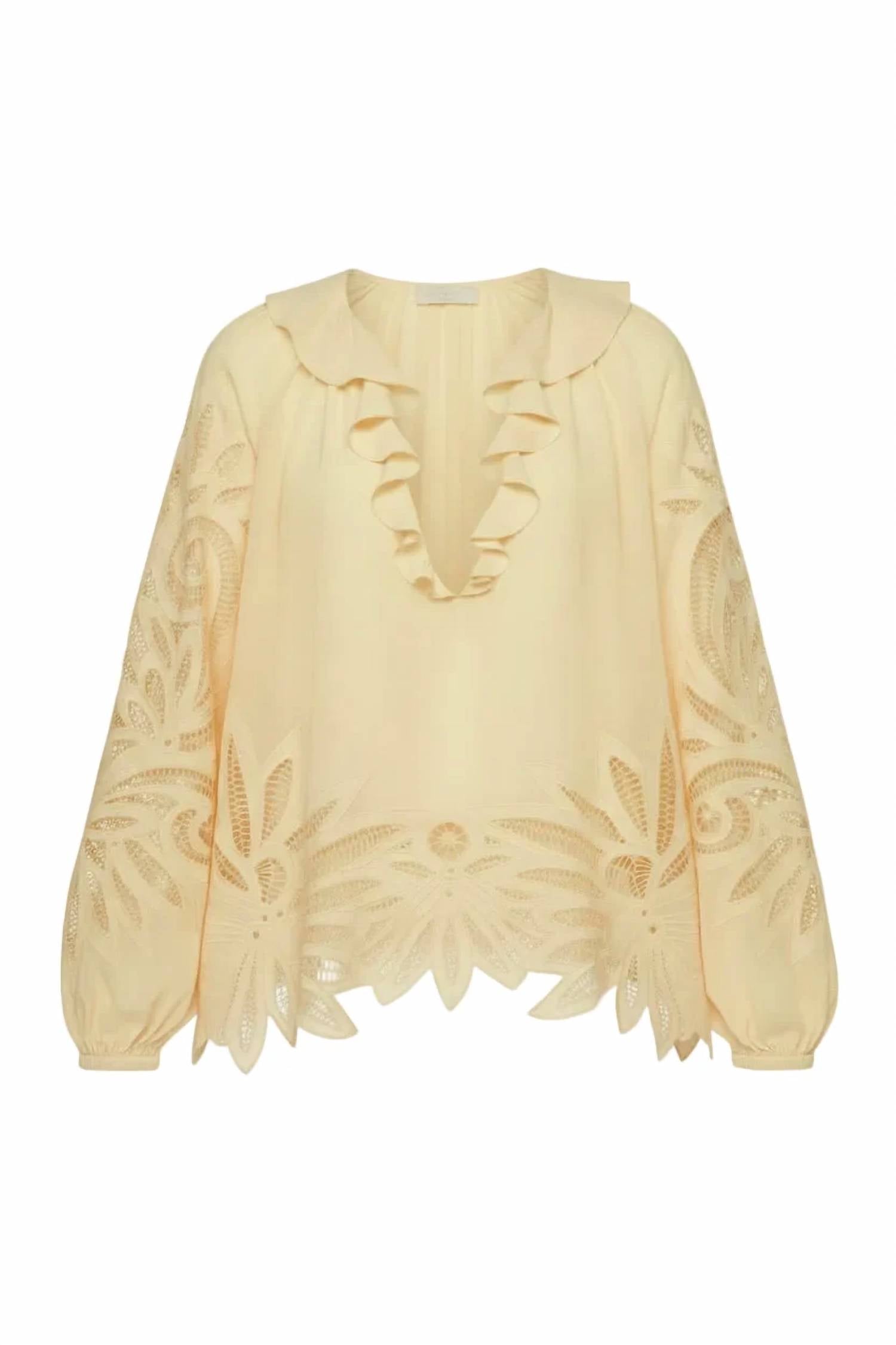 Ulla Johnson - Adonis Long Sleeve Applique Blouse