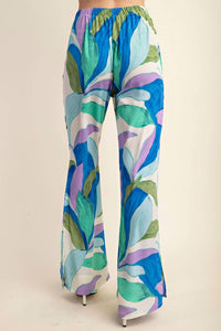 Gigio - Printed Wide Leg Pants With Flared Slits