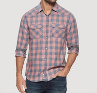Flags & Anthem Cabot Vintage Soft Western Shirt Top in pink - men's long sleeve top