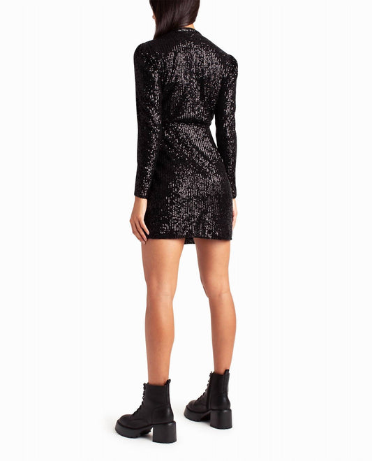 Nicole Miller - Sequin Faux Wrap Molly Dress