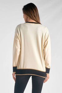 Elan - Border Detail Sweater Cardigan