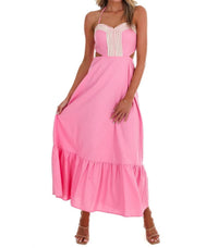 Baby Pink - Women's Villa Rose Cut Out Maxi Dress