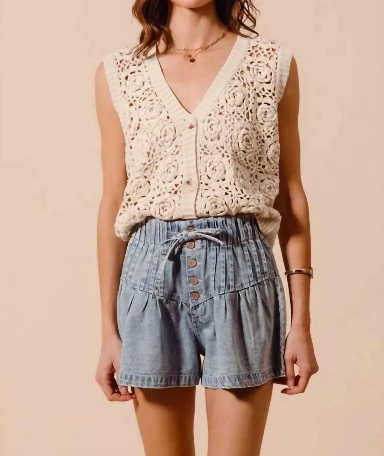 So Me - Flared Denim Shorts