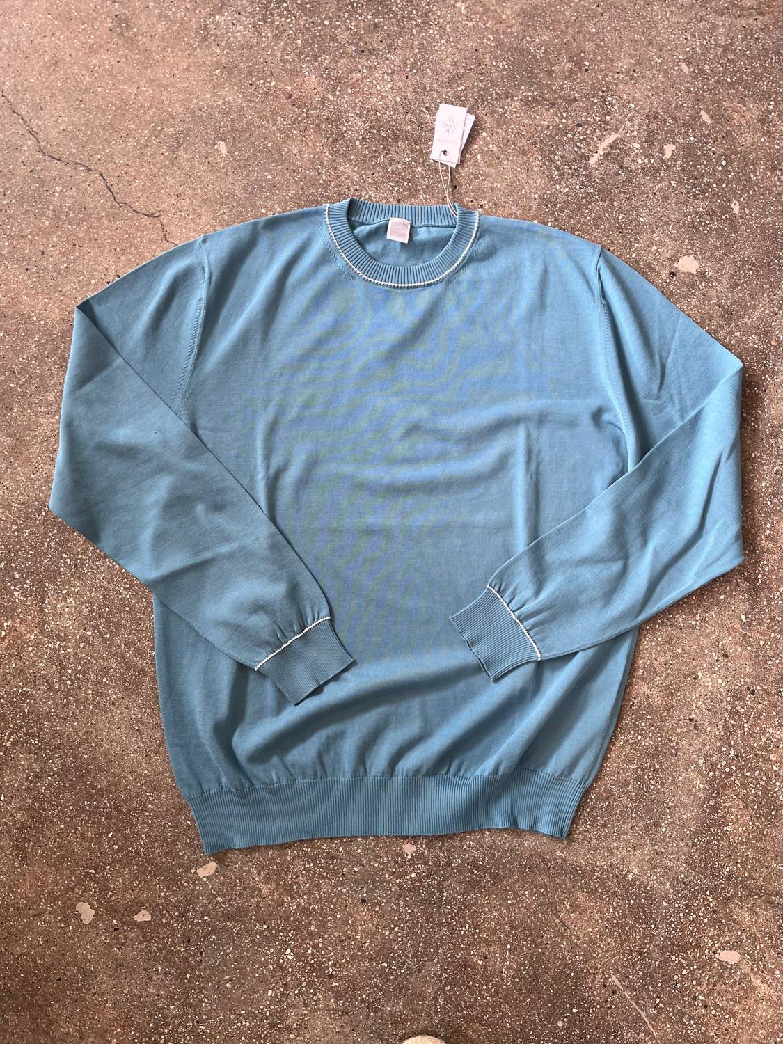 eleventy Men's Cotton Crew Sweater in aqua blue - men's sweater