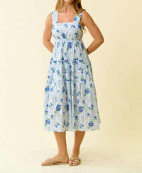 Doe And Rae - Floral Print Smocked Tiered Midi Dress