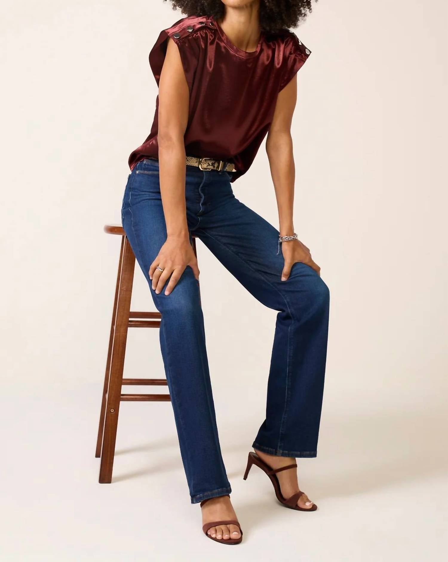 MELISSA NEPTON Randy Satin Blouse in burgundy - women's tank top - alternate view