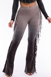 K Too - Women's Dip Wash Fringe Flared Pants