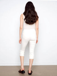 Charlie B - Cropped Twill Capri Jeans With Snap Button Cuff