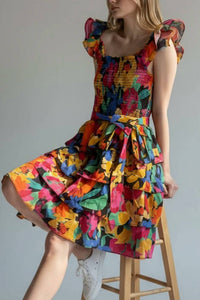 Peach Love - Tiered Floral Dress
