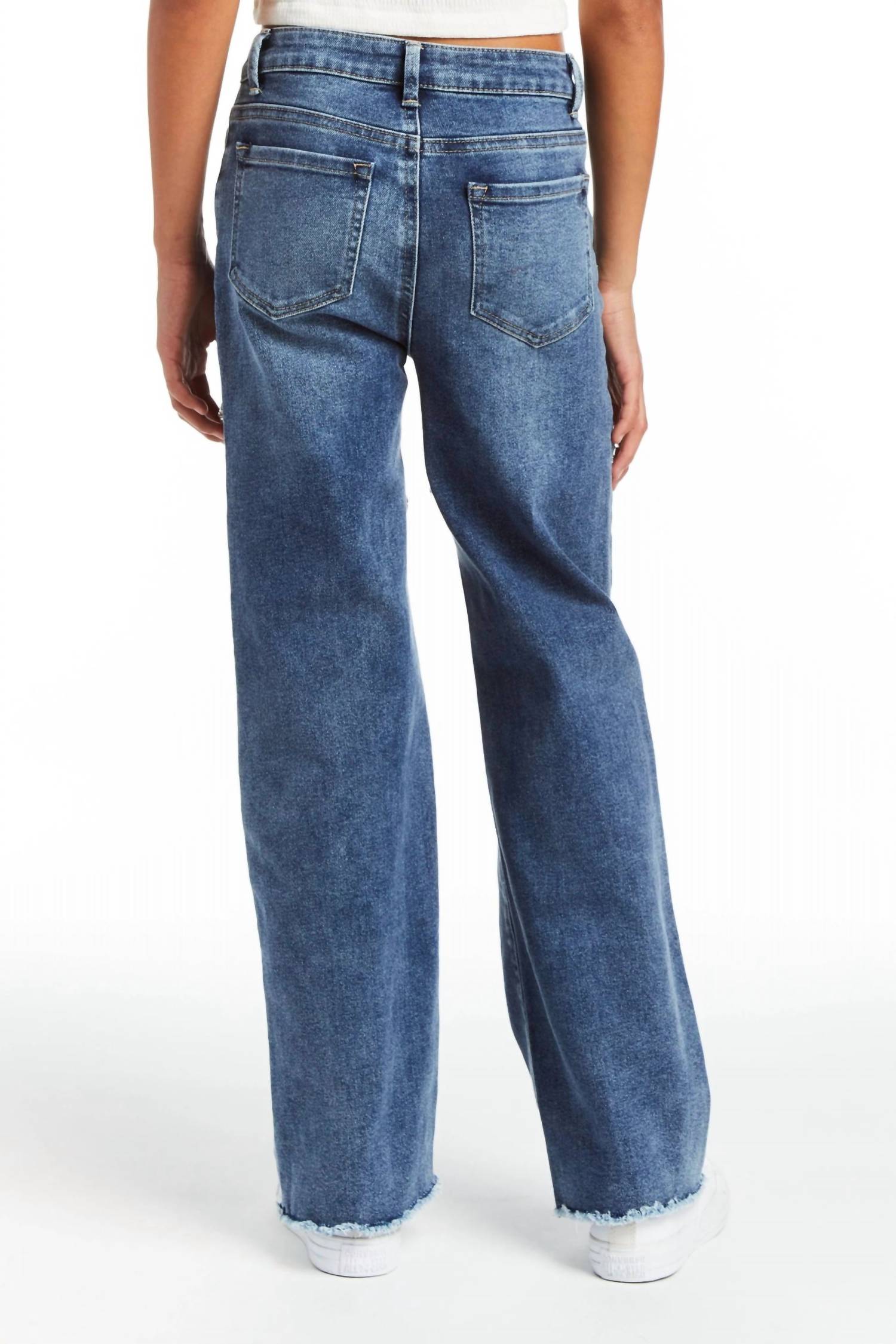 Tractr - Girls Swiftie Crystal Slit Straight Leg Jeans