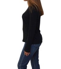 Enza Costa Cashmere Loose Long Sleeve Tee in black - women's long sleeve top - alternate view