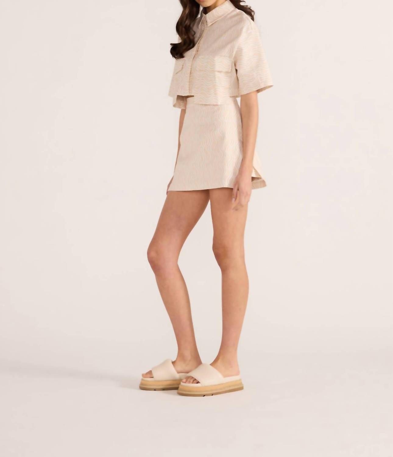 MINKPINK Bonnie Mini Skort in beige - women's shorts - alternate view