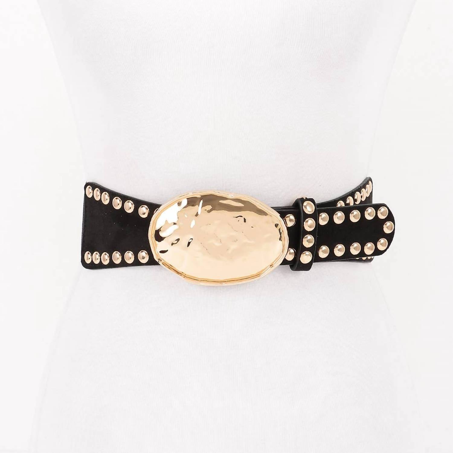 3Am By H&D Accessories - Women's Studded Faux Suede Elastic Belt