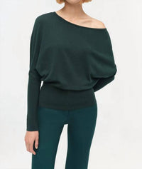 SIMKHAI Lavina Off Shoulder Sweater in emerald - women's sweater