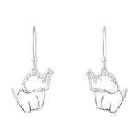 Allyanna Gifts - Women's Moissanite Pave Elephant Dangling French Wire Earrings