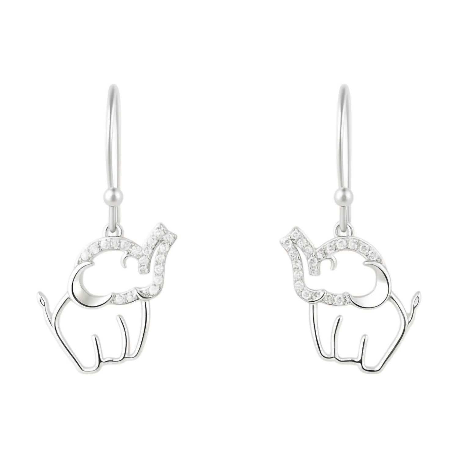 Allyanna Gifts - Women's Moissanite Pave Elephant Dangling French Wire Earrings