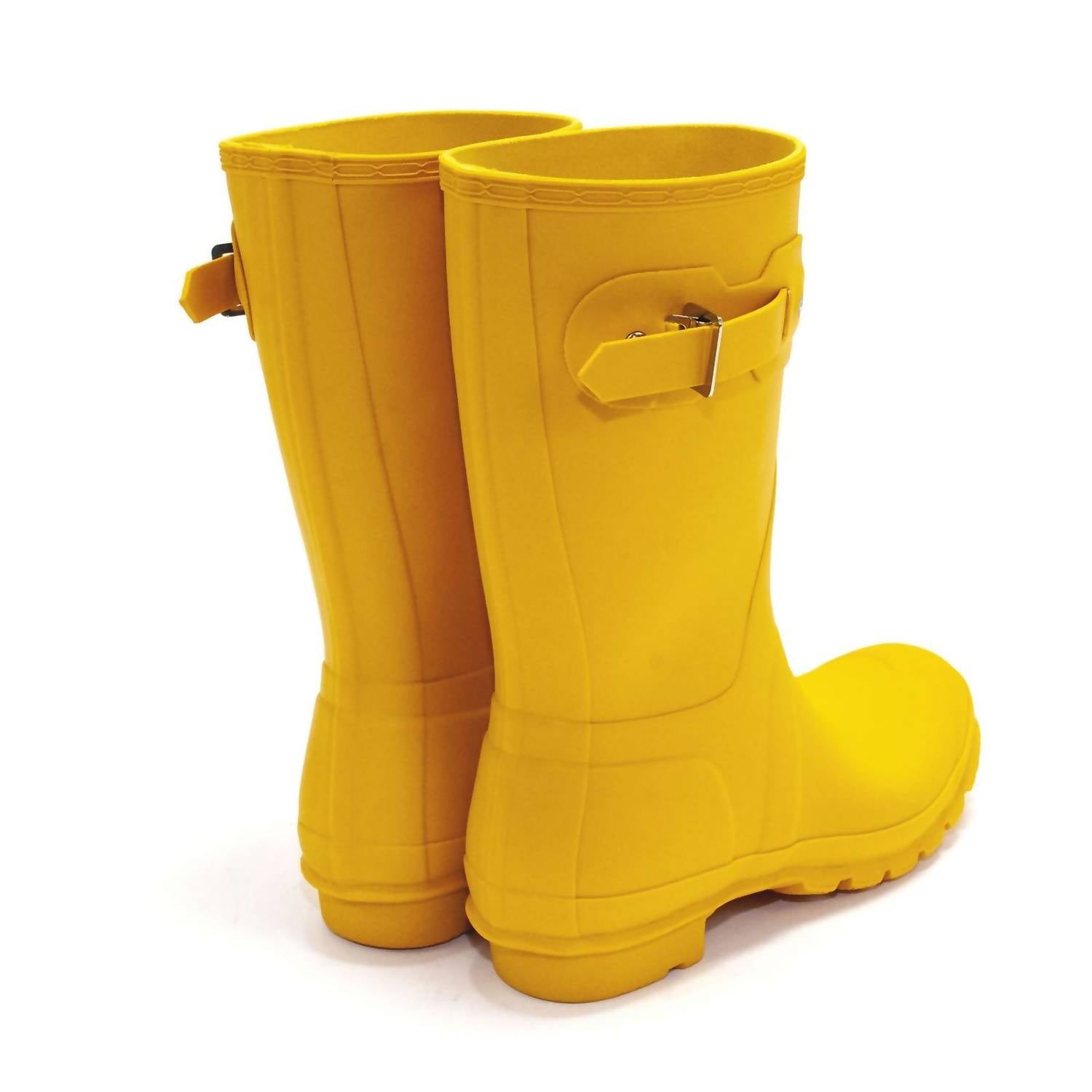HUNTER Women's Original Short Rain Boot in yellow - women's shoe - alternate view