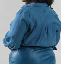 Never Fully Dressed - Teal Miley Button Down Shirt - Plus Size