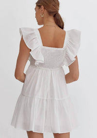 Entro - Poplin Ruffle Sleeve Mini Dress