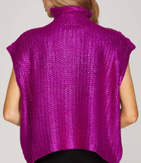 She + Sky - METALLIC FOIL SWEATER TOP