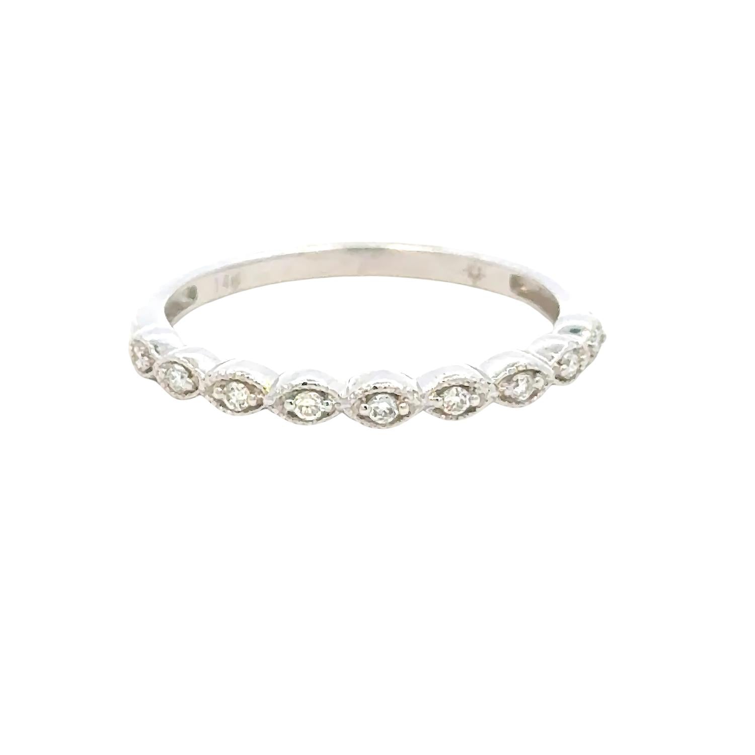 Aamiaa - 0.09 Carat Natural Diamond Milgrain Bezel Band - Size 6.5