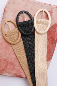 Leto - Women's Raffia Oval Buckle Belt