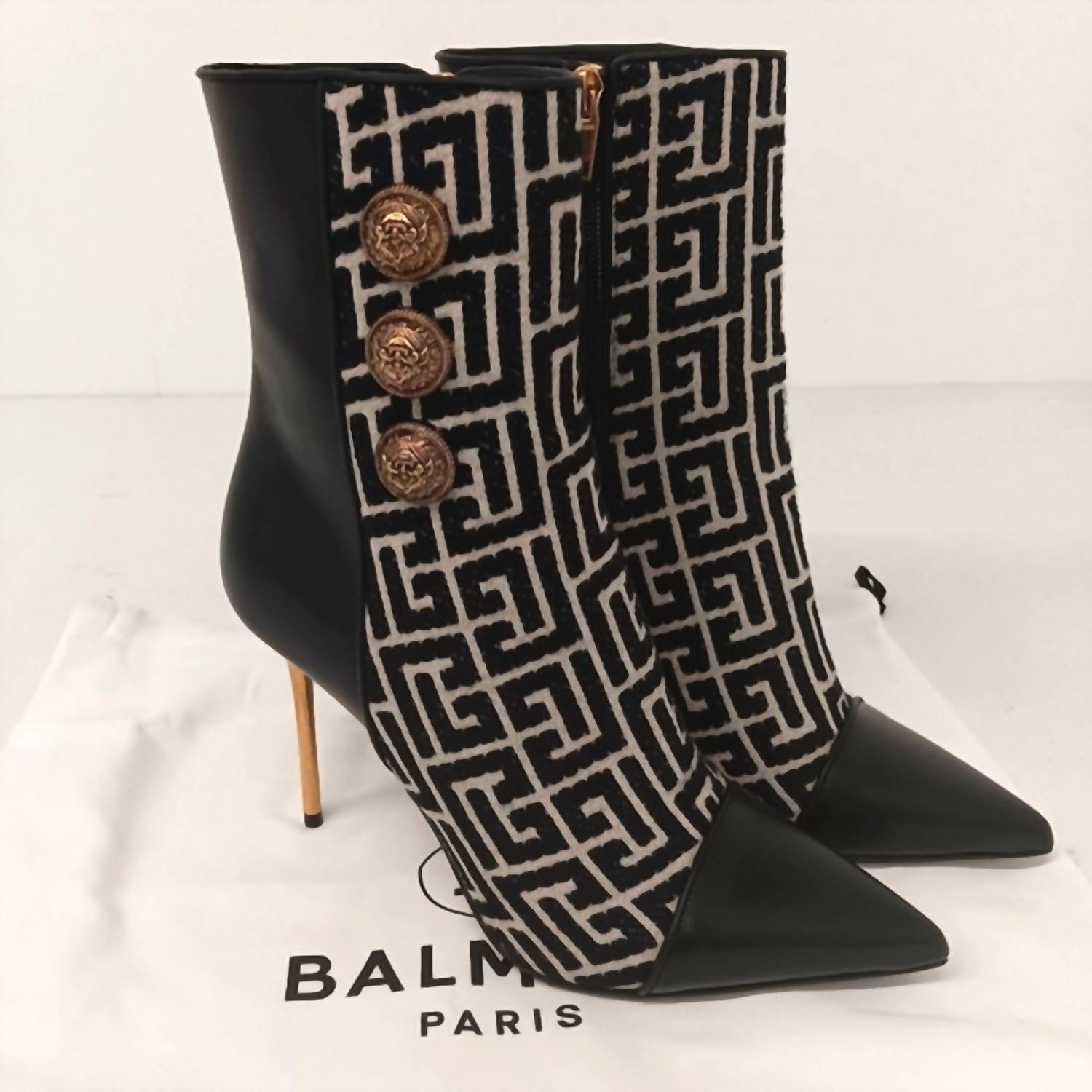Balmain - Women's Monogram Pointed Ankle Boots