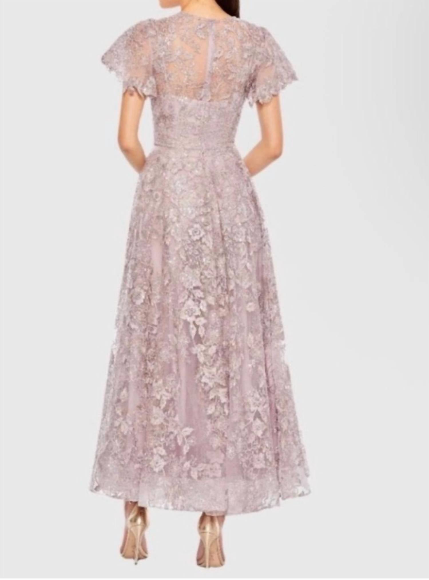 Mac Duggal - Embroidered High Neck Cap Sleeve Dress
