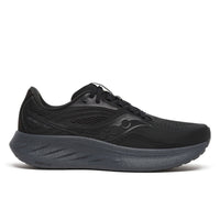 SAUCONY Men's Ride 18 Running Shoes in black shadow 1 - men's shoe - detail view