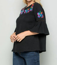 See And Be Seen - Embroidered Bell Sleeve Top