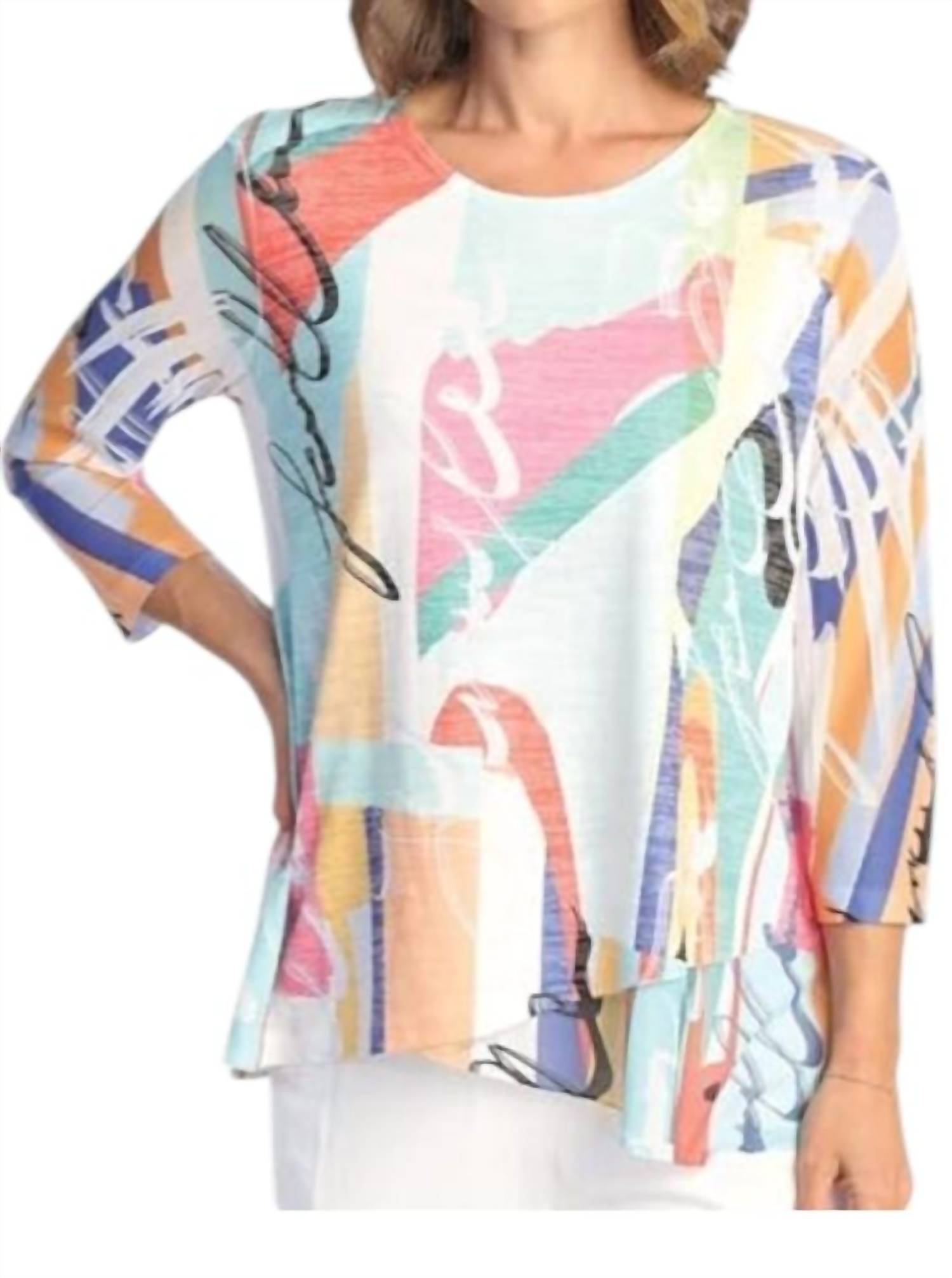 Jess & Jane - Novel Boucle Mesh Asymmetric Top