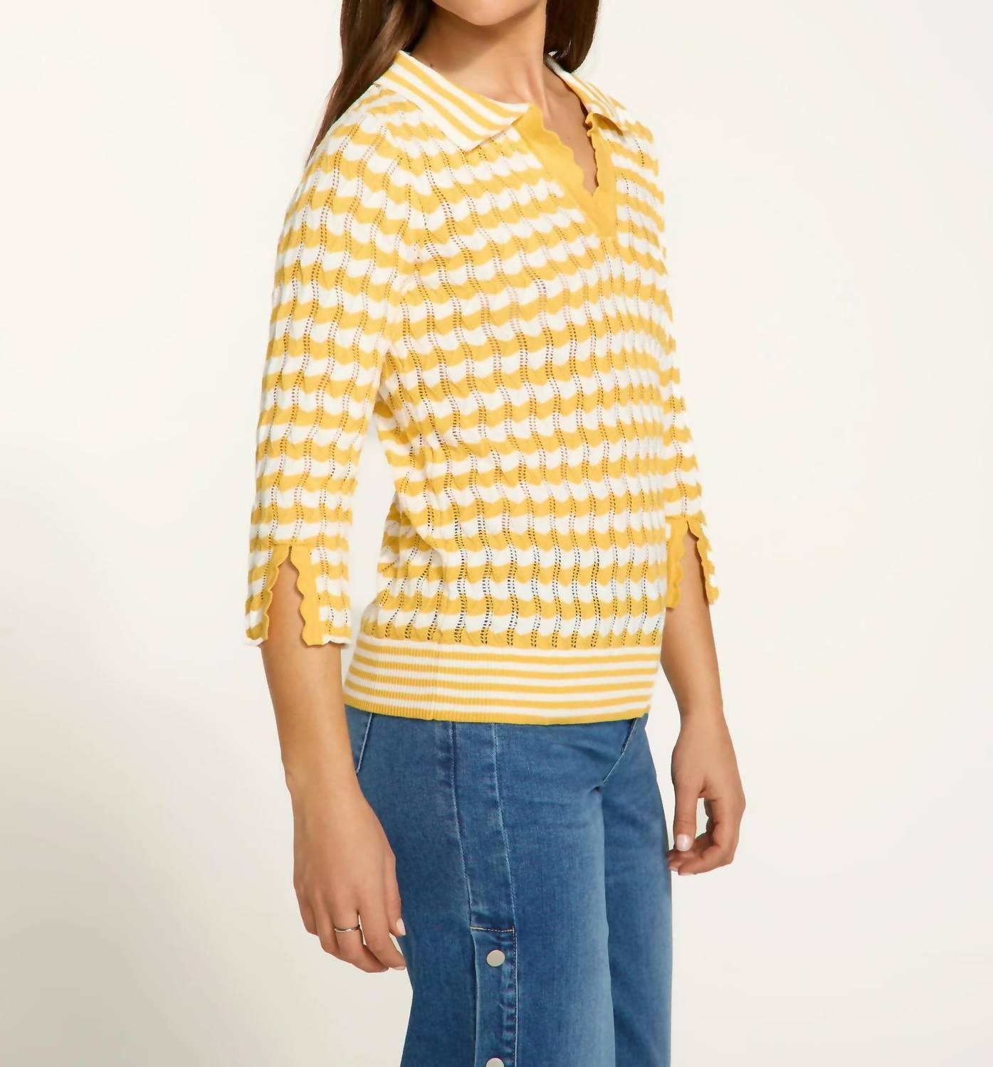 Fdj - 3/4 Sleeve Polo Sweater