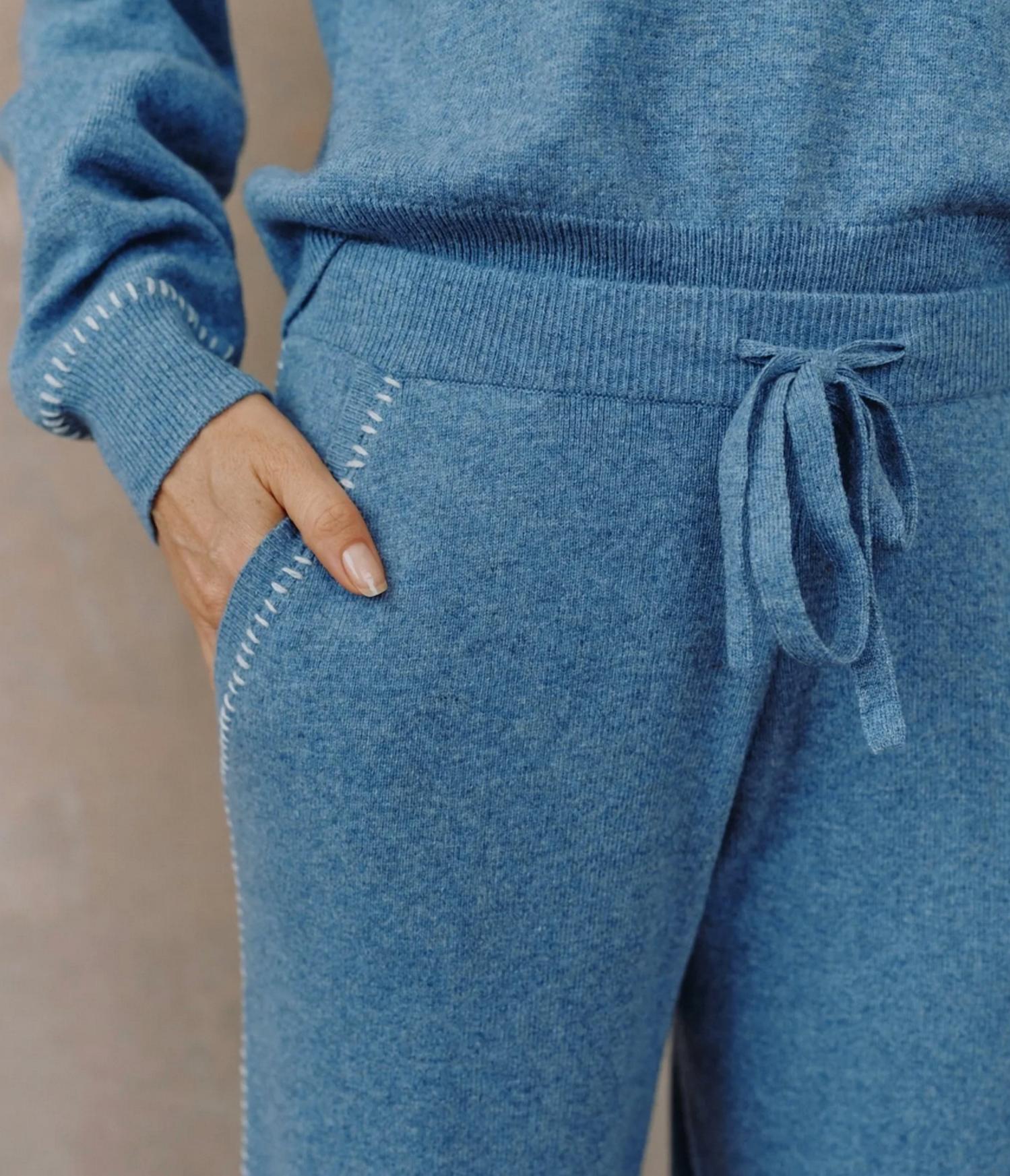 Bella Dahl Whip Stitch Straight Leg Pants in heather blue 1 - women's pants - view 4